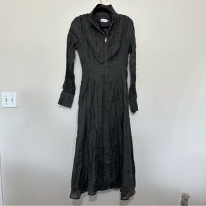 NWOT Dref-by-d manhattan maxi dress charcoal grey long sleeve full zip size XS
